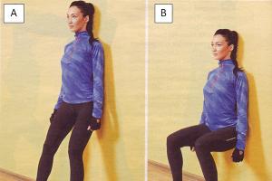 Wall squats.  Chair exercise.  We study all the subtleties and secrets.  How to do the wall exercise